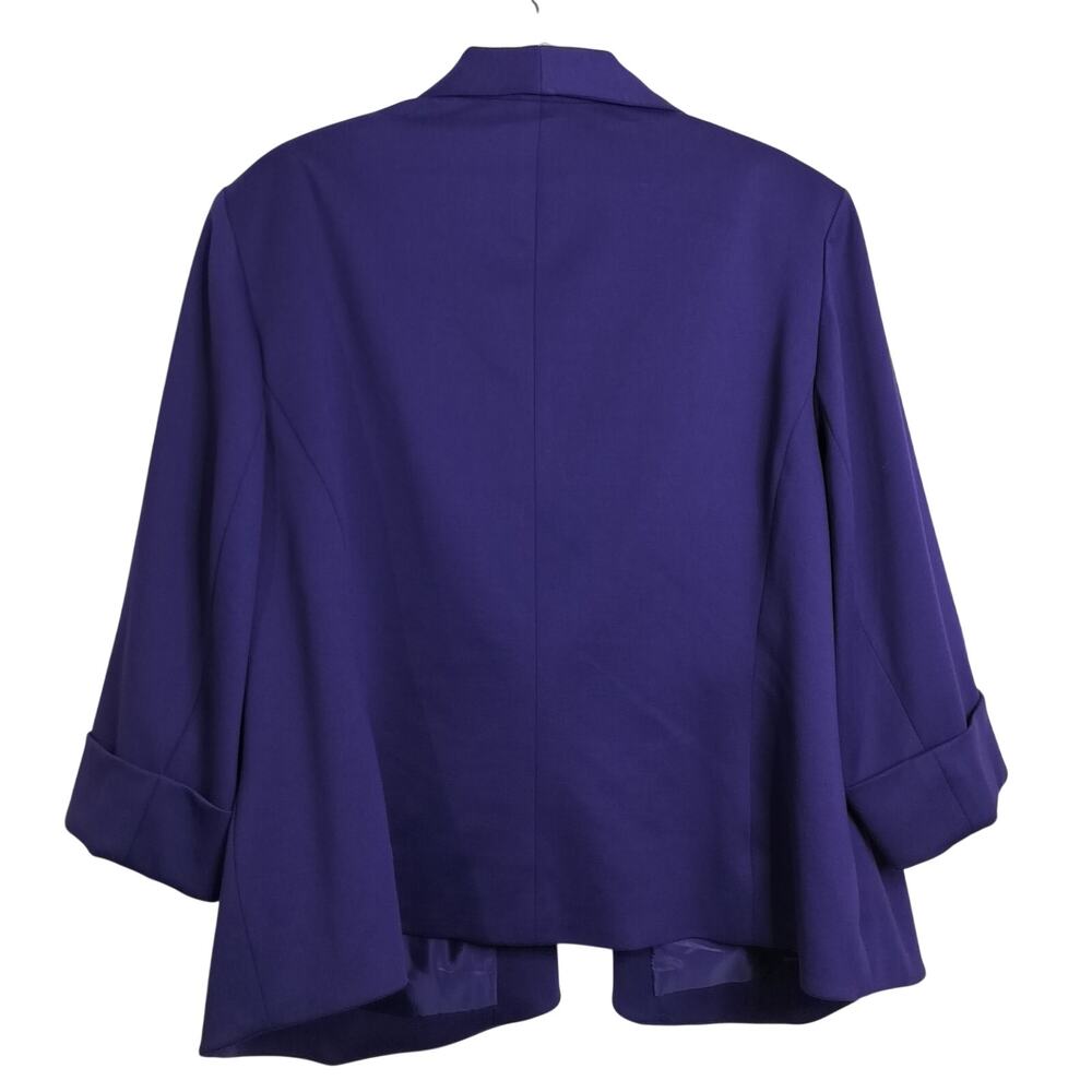 5027) Kasper Plus Purple Open Front Long Lapel Lined Career Office Blazer 20W - Picture 3 of 12